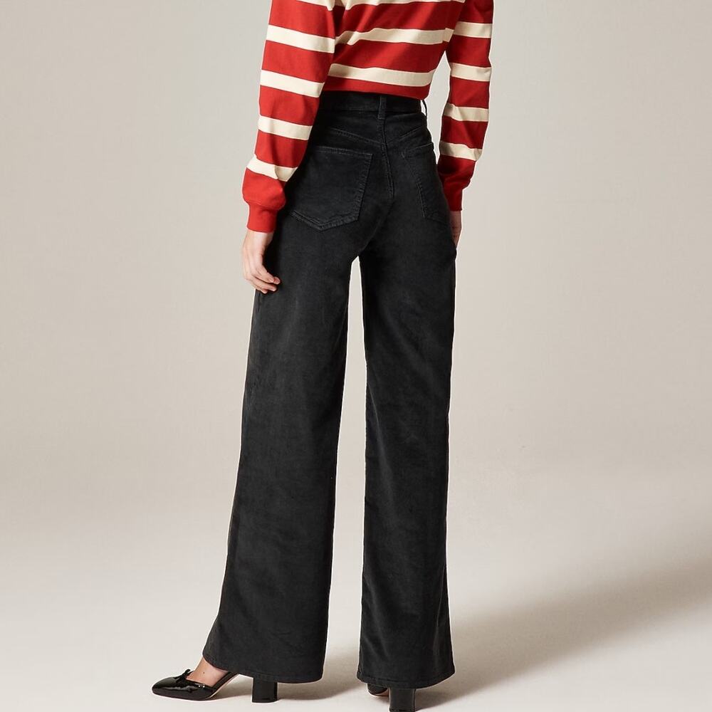NWT J. Crew Wide Leg Trouser Pants Black Washed Velvet Soft Luxe Sz 26P Petite - Picture 8 of 8